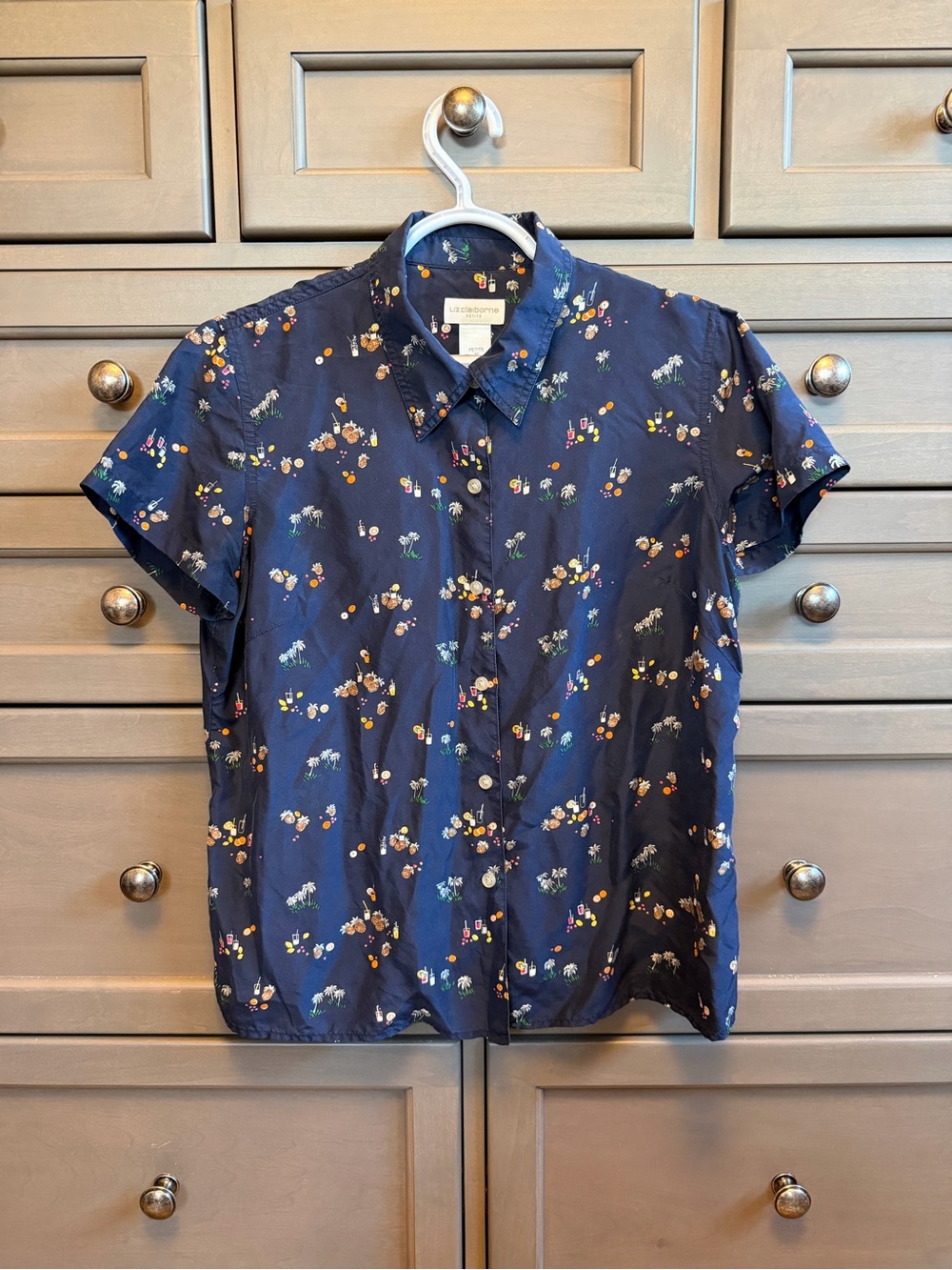 Vintage Liz Claiborne Silk Shirt with Tropical Print